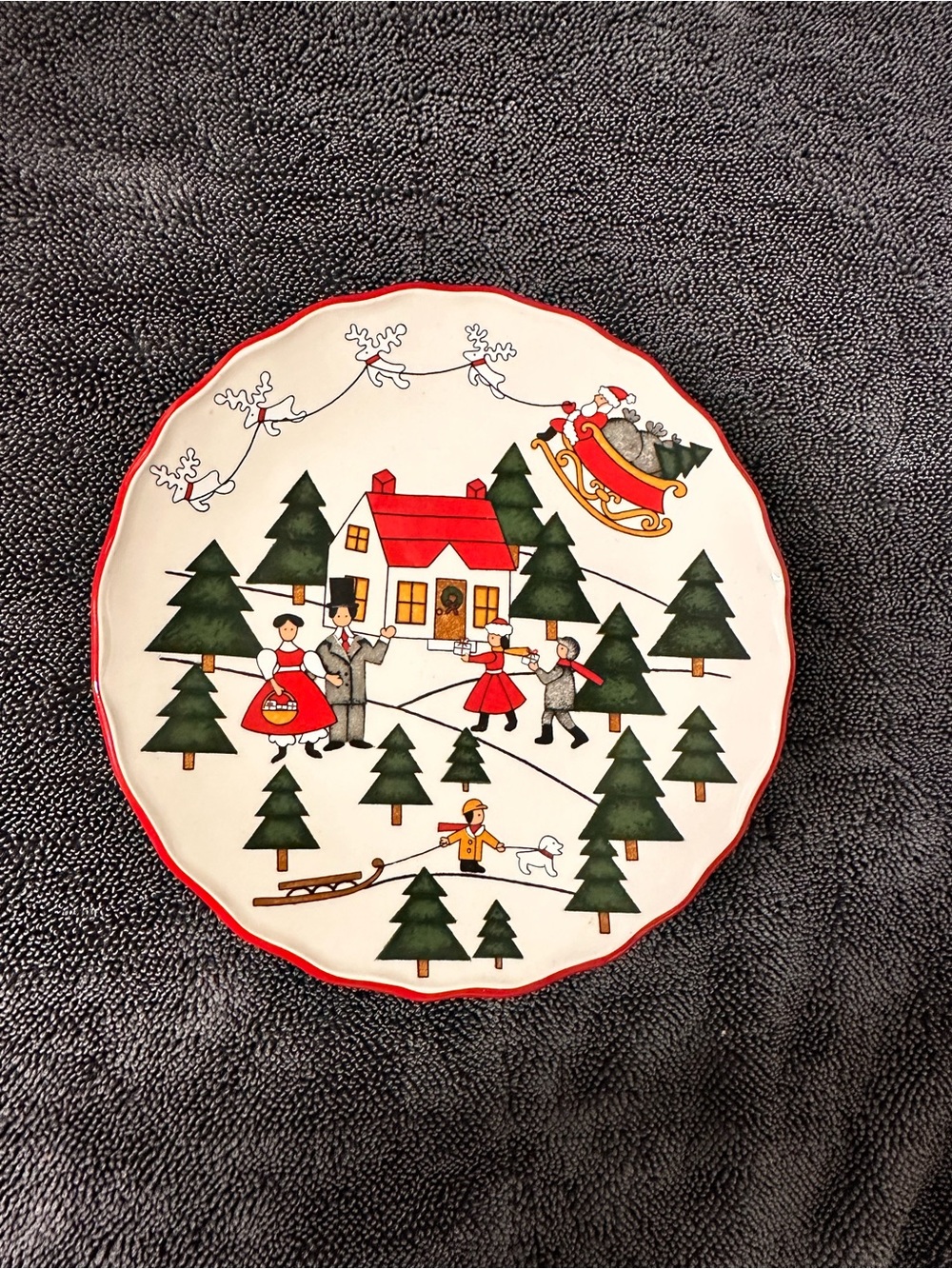 Mason Holiday Village Decorative Plate - Red, Green, Cream